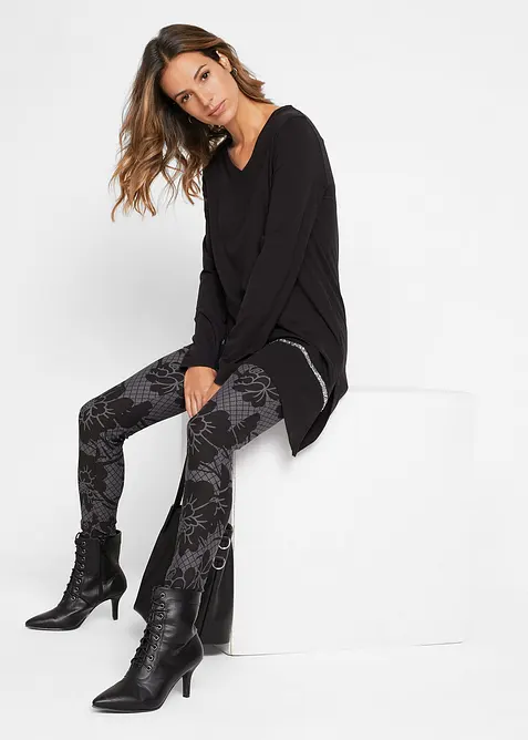 T-shirt long et asymétrique à liseré brillant, bonprix