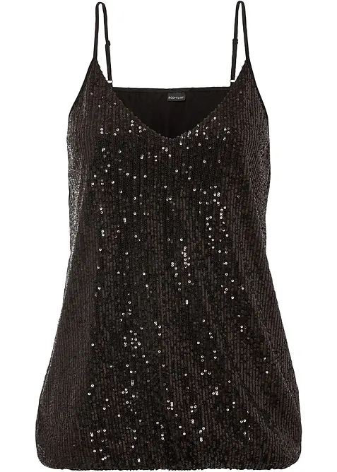 Top à bretelles fines et sequins, matière douce, bonprix