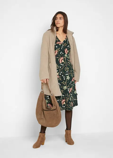 Robe midi en jersey de coton, style portefeuille, bonprix