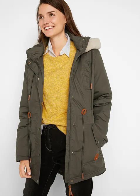 Parka rembourrée avec bordure sherpa, bonprix