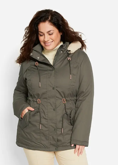 Parka rembourrée avec bordure sherpa, bonprix