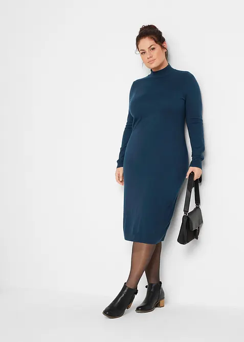 Robe en maille à col montant, bonprix