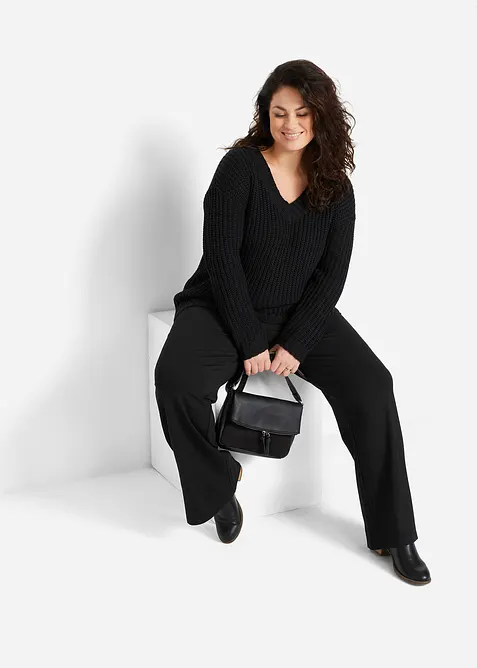 Pantalon large à taille élastiquée, viscose majoritaire, bonprix