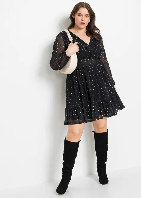 Robe courte à base volantée, bonprix