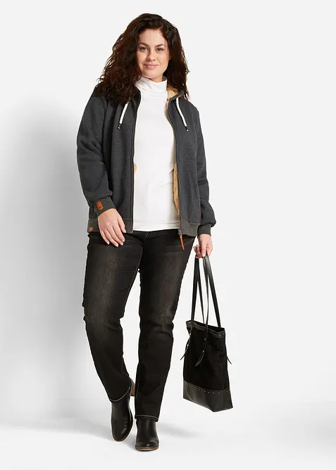 Gilet zippé à capuche avec doublure peluche, bonprix