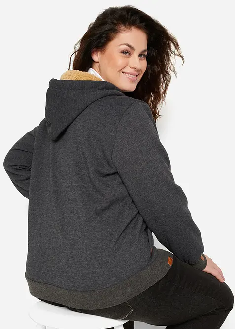 Gilet zippé à capuche avec doublure peluche, bonprix