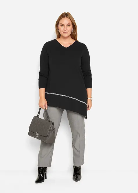 T-shirt long et asymétrique à liseré brillant, bonprix