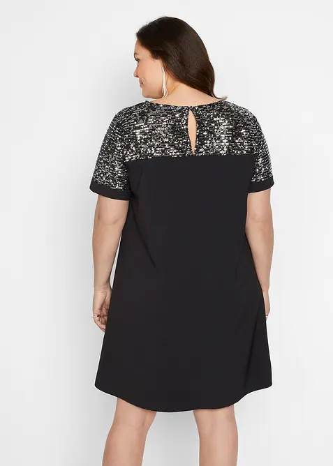 Robe courte avec empiècement à sequins, bonprix