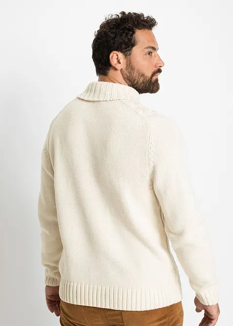 Pull col roul&eacute; en maille torsad&eacute;e, bonprix