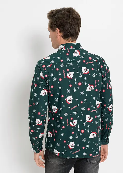 Chemise slim avec imprimé de Noël, 100% coton, bonprix