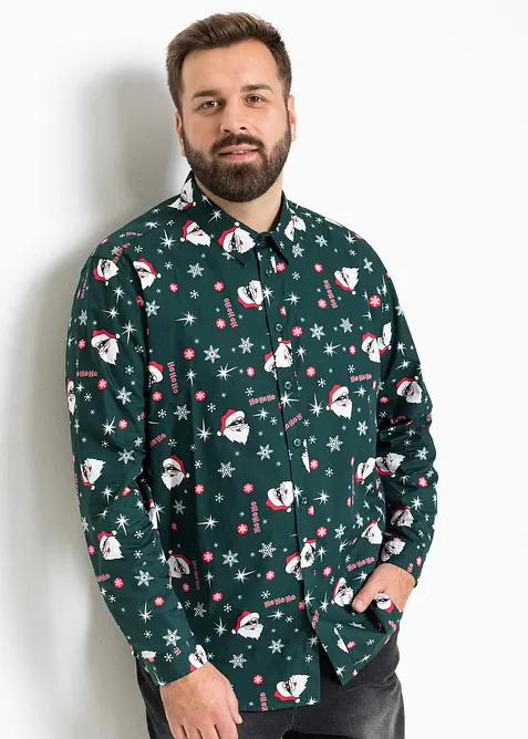 Chemise slim avec imprimé de Noël, 100% coton, bonprix