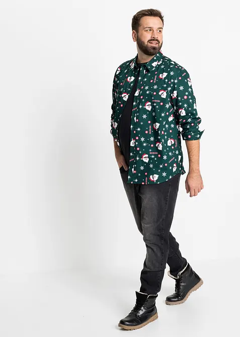 Chemise slim avec imprimé de Noël, 100% coton, bonprix