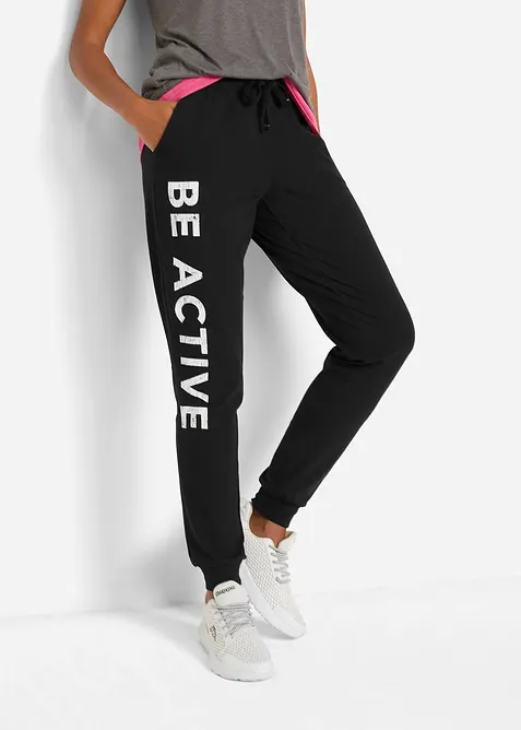 Pantalon de jogging en coton avec imprim&eacute;, Loose Fit, bonprix