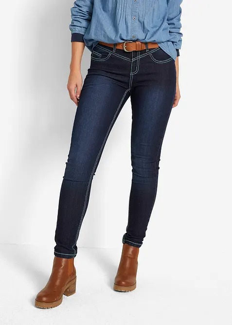 Jean skinny taille mi-haute à coutures contrastantes, bonprix