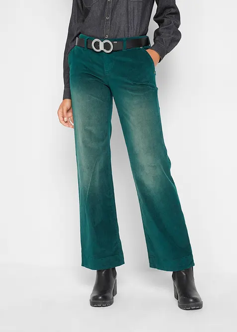 Pantalon large en velours côtelé extensible, bonprix