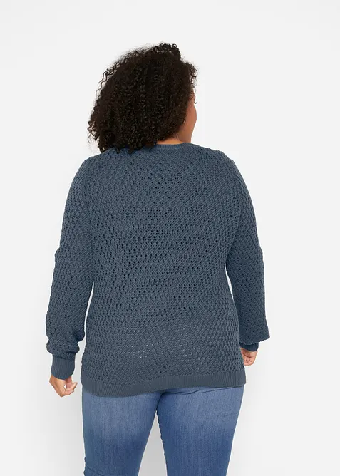 Pull en maille texturée de coton mélangé, bonprix