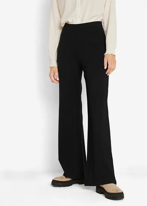Pantalon large à taille élastiquée, viscose majoritaire, bonprix