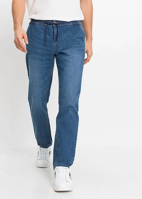 Jean jogger droit et l&eacute;ger &agrave; taille &eacute;lastiqu&eacute;e, regular, bonprix