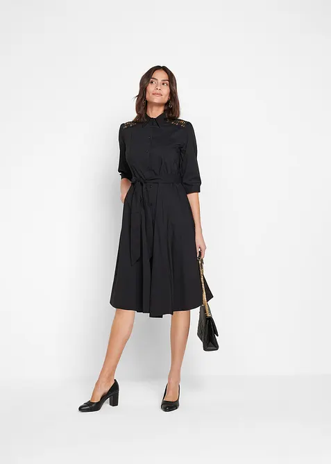 Robe-chemise avec dentelle et lien à nouer, bonprix