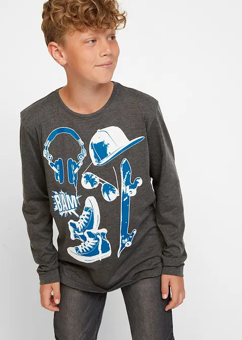 Lot de 2 T-shirts manches longues coton, bonprix