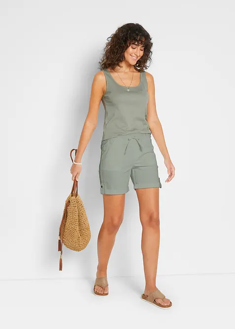 Bermuda coton avec taille &eacute;lastiqu&eacute;e, bonprix