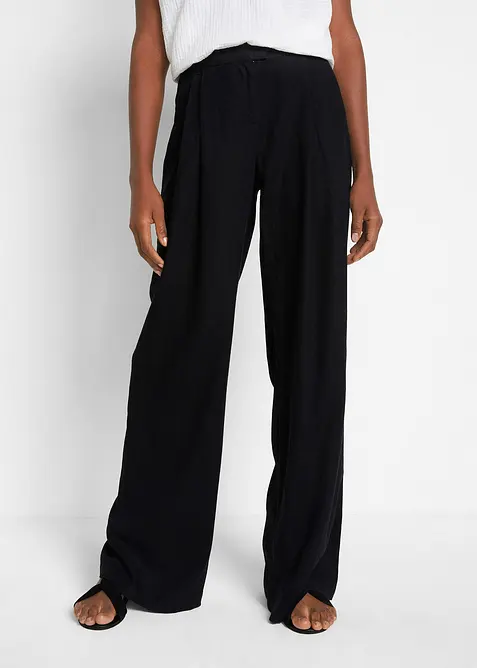 Pantalon palazzo en lin mélangé, coupe très large, bonprix