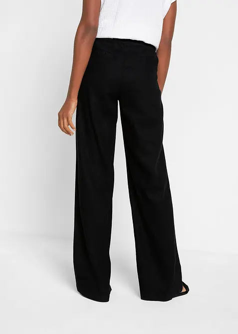 Pantalon palazzo en lin mélangé, coupe très large, bonprix