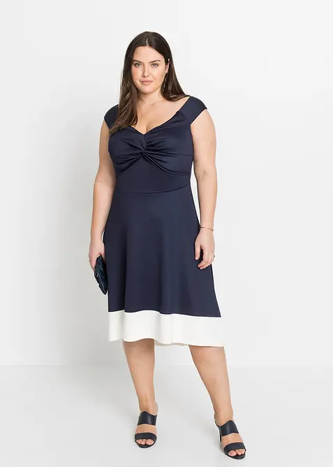 Robe à col Bardot et détail nœud, bonprix