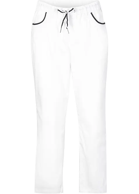 Pantalon 7/8 taille élastiquée en coton Paper Touch, bonprix