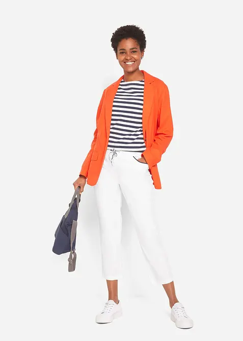 Pantalon 7/8 taille élastiquée en coton Paper Touch, bonprix