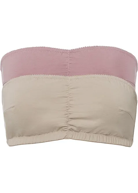 Lot de 2 soutiens-gorge bandeau coton jusqu’au bonnet B, bonprix