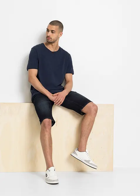 Bermuda en jean extensible avec entrejambe renforc&eacute;, regular, bonprix