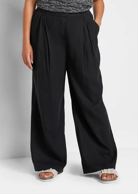 Pantalon palazzo en lin mélangé, coupe très large, bonprix