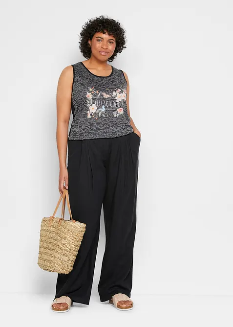 Pantalon palazzo en lin mélangé, coupe très large, bonprix