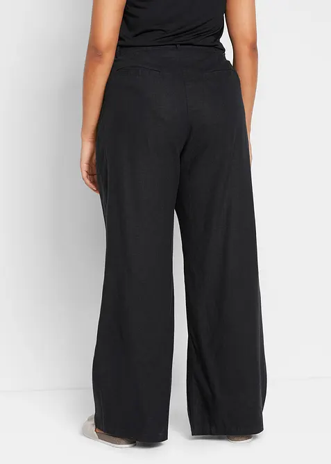 Pantalon palazzo en lin mélangé, coupe très large, bonprix