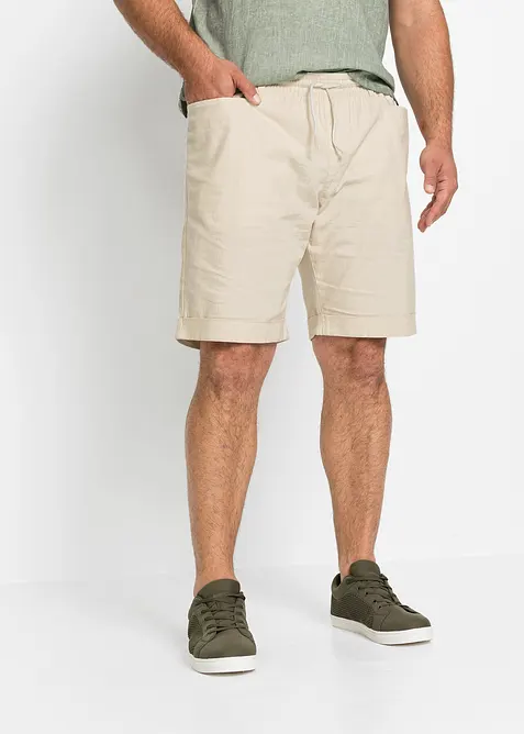 Bermuda &agrave; taille &eacute;lastiqu&eacute;e en lin m&eacute;lang&eacute;, Regular, bonprix