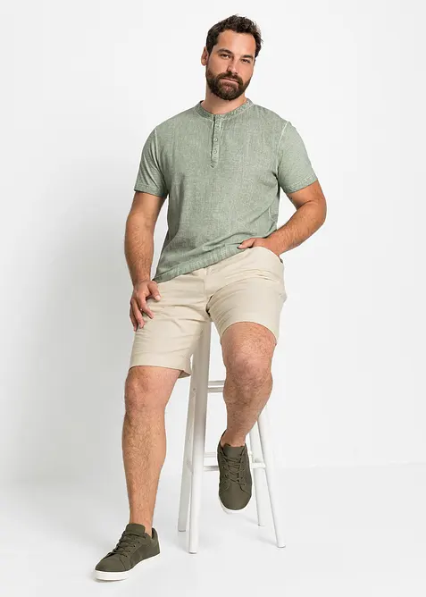 Bermuda &agrave; taille &eacute;lastiqu&eacute;e en lin m&eacute;lang&eacute;, Regular, bonprix