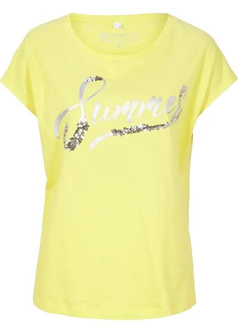 T-shirt avec inscription à sequins, bonprix