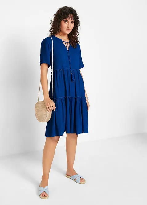 Robe en crépon de viscose, longueur genou, détail encolure, bonprix