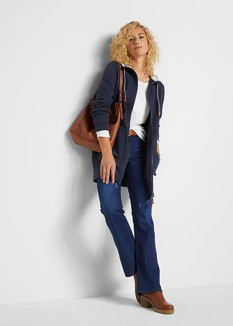 Long gilet en molleton à capuche, bonprix