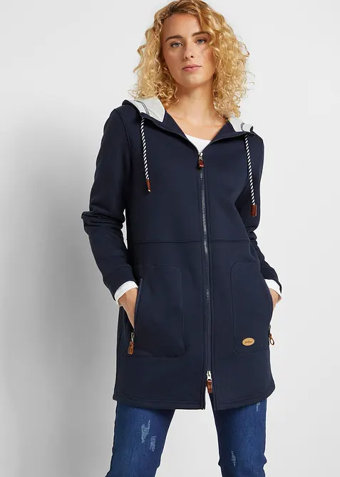 Long gilet en molleton à capuche, bonprix