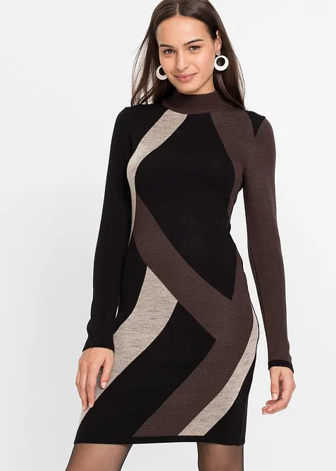Robe en maille jacquard à rayures modernes, bonprix