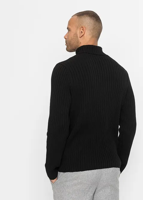 Pull col roulé en maille côtelée, coton recyclé majoritaire, bonprix