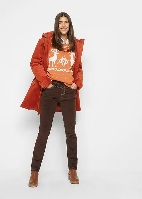 Pantalon slim en velours côtelé extensible, bonprix