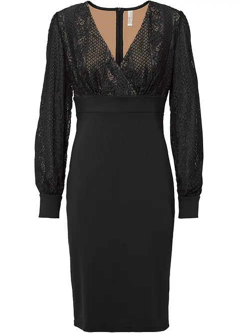 Robe midi près du corps rehaussée de dentelle, bonprix