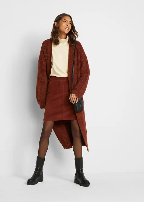 Jupe en velours c&ocirc;tel&eacute; extensible &agrave; ceinture &eacute;lastiqu&eacute;e, bonprix