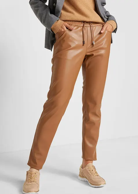 Pantalon enduit à taille élastiquée, bonprix