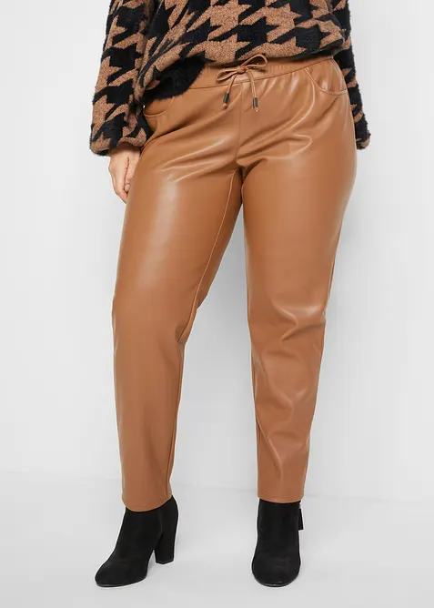 Pantalon enduit à taille élastiquée, bonprix