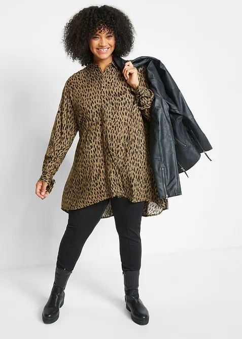 Chemisier 100% viscose, plus long derrière, bonprix