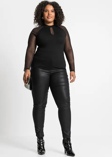 T-shirt manches longues en viscose et mesh, bonprix